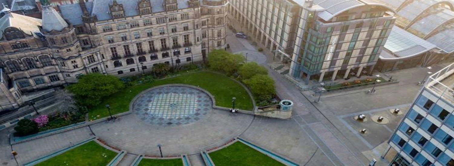 aerial view of town hall