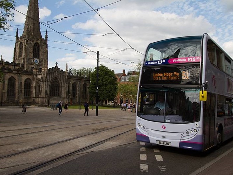 Bus in front of Cathedral